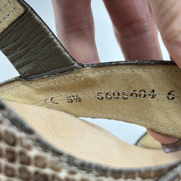 Finn Comfort Sandal Brown Snakeskin Adjustable Alanya Slingback Wedge - Picture 11 of 12